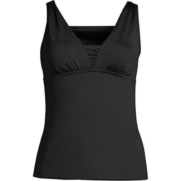 Land’s End Plus Standard Control Lining Grecian Tankini BLACK or Blackberry Var - Picture 3 of 11